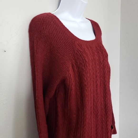 Olivia Sky NWT Women's Large Burgundy Red Long Sleeve Sweater Tunic Patch Pocket - Picture 6 of 7